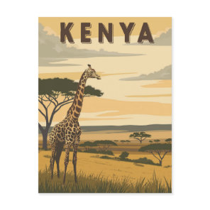 Vintage Kenya Travel - African Giraffe  Postcard