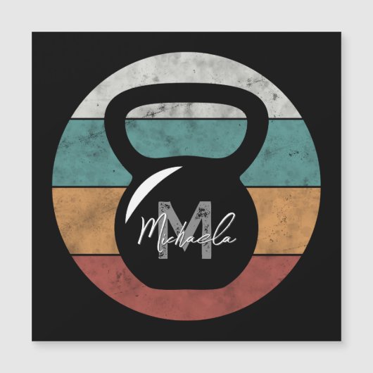 Vintage kettlebell custom monogram name initial (Front)