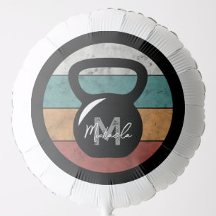 Vintage kettlebell custom monogram name initial balloon