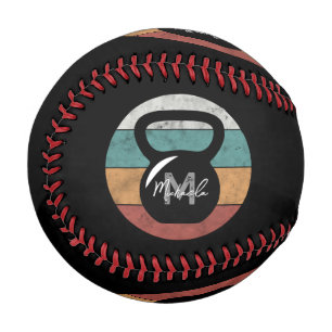 Vintage kettlebell custom monogram name initial baseball