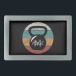 Vintage kettlebell custom monogram name initial belt buckle<br><div class="desc">Vintage kettlebell custom monogram name initial with multiple colored striped circle grey, turquoise, orange and red on a black blackground. Perfect for anyone who is lifting, fitness, training, bodybuilding and going to the gym.</div>