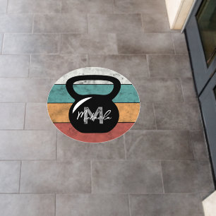 Vintage kettlebell custom monogram name initial floor decals