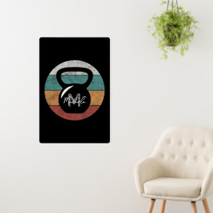 Vintage kettlebell custom monogram name initial foam board