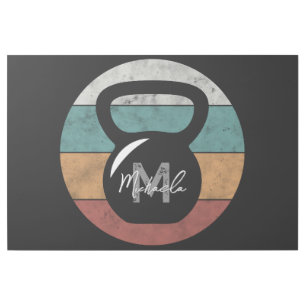 Vintage kettlebell custom monogram name initial gallery wrap