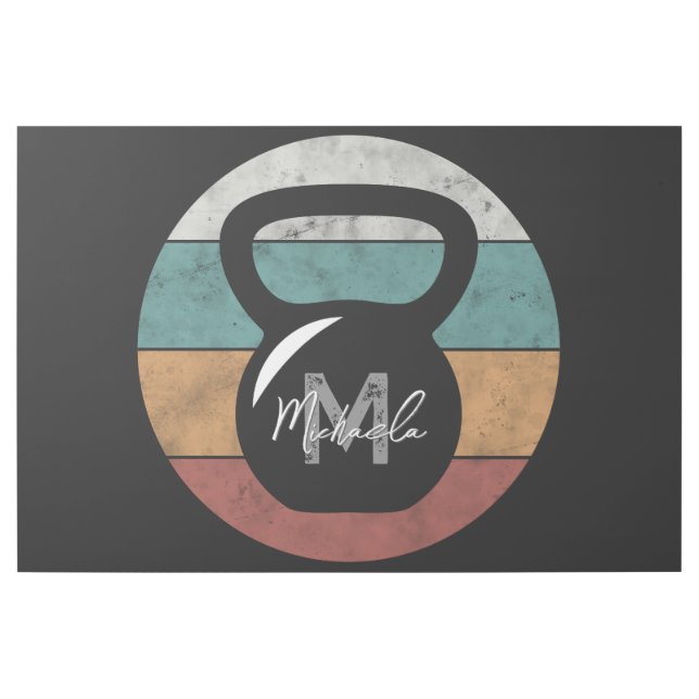 Vintage kettlebell custom monogram name initial gallery wrap (Front)