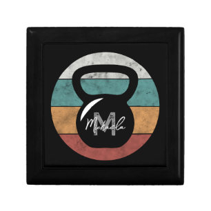 Vintage kettlebell custom monogram name initial gift box
