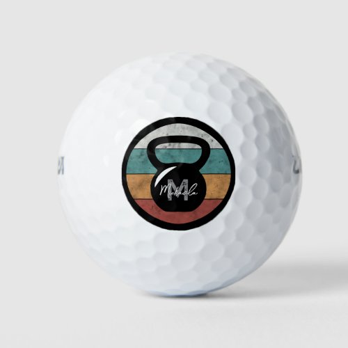 Vintage kettlebell custom monogram name initial golf balls