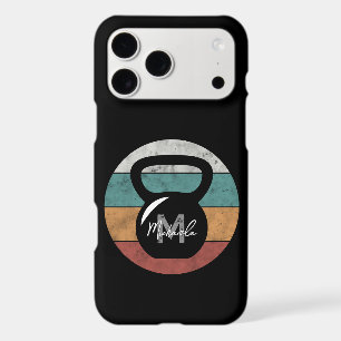Vintage kettlebell custom monogram name initial iPhone 17 pro max case