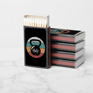 Vintage kettlebell custom monogram name initial matchboxes