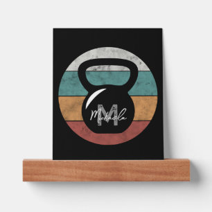 Vintage kettlebell custom monogram name initial picture ledge