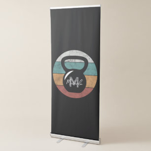 Vintage kettlebell custom monogram name initial retractable banner