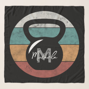 Vintage kettlebell custom monogram name initial scarf