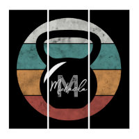 Vintage kettlebell custom monogram name initial