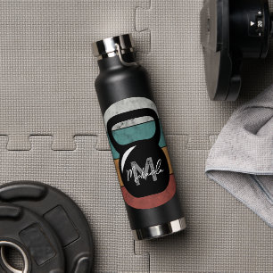 Vintage kettlebell custom monogram name initial water bottle