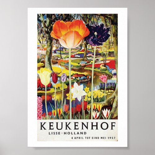 Vintage Keukenhof Holland Travel Poster