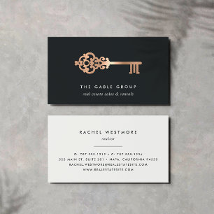 Vintage Key Copper Real Estate Business Card