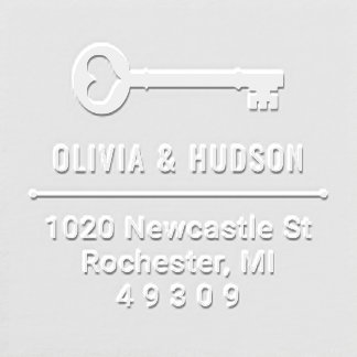 Vintage Key Couple New Home Return Address Embosser