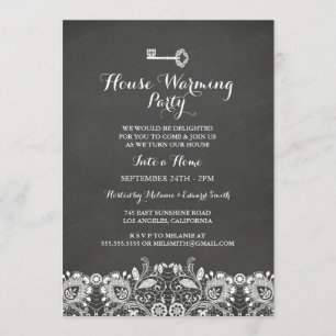 Vintage Key & Lace Housewarming Party Invite