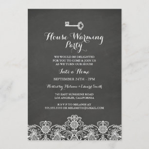 Vintage Key & Lace Housewarming Party Invite