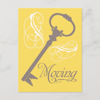 Vintage Key Moving Postcards Yellow by charmingink at Zazzle