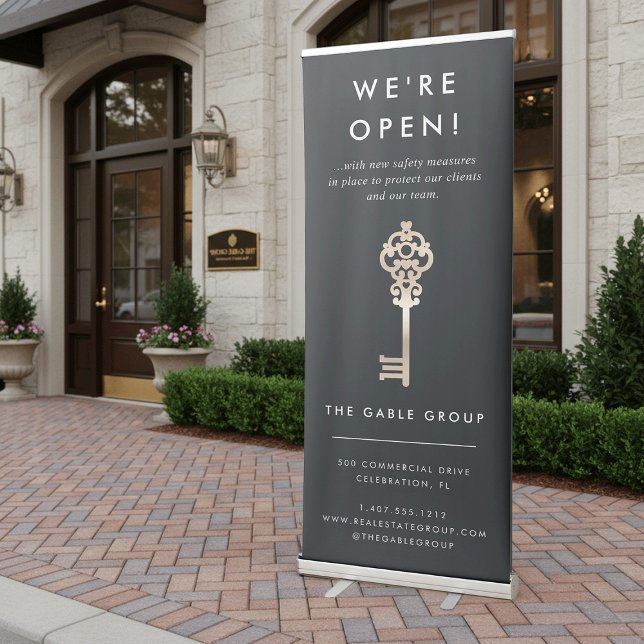 Vintage Key | Real Estate Business Reopening Retractable Banner (Creator Uploaded)
