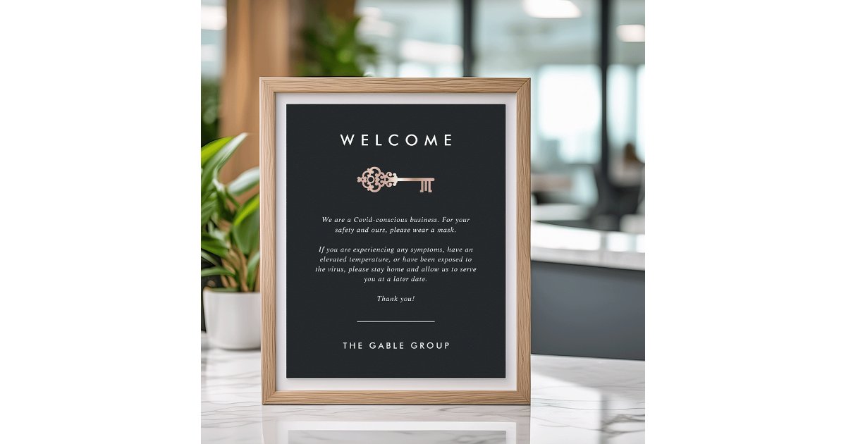 Vintage Key | Real Estate Covid Safety Poster | Zazzle