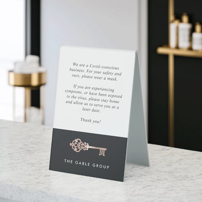 Vintage Key | Real Estate Covid Safety Table Tent (Creator Uploaded)