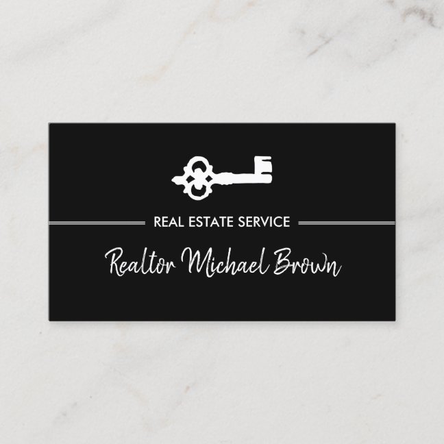 Vintage Key Real Estate qr code Business Card
