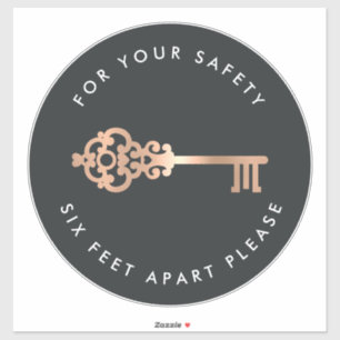 Vintage Key Social Distancing Floor Marker Sticker