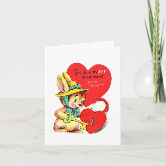 Vintage Key to My Heart Valentine Card (Front)