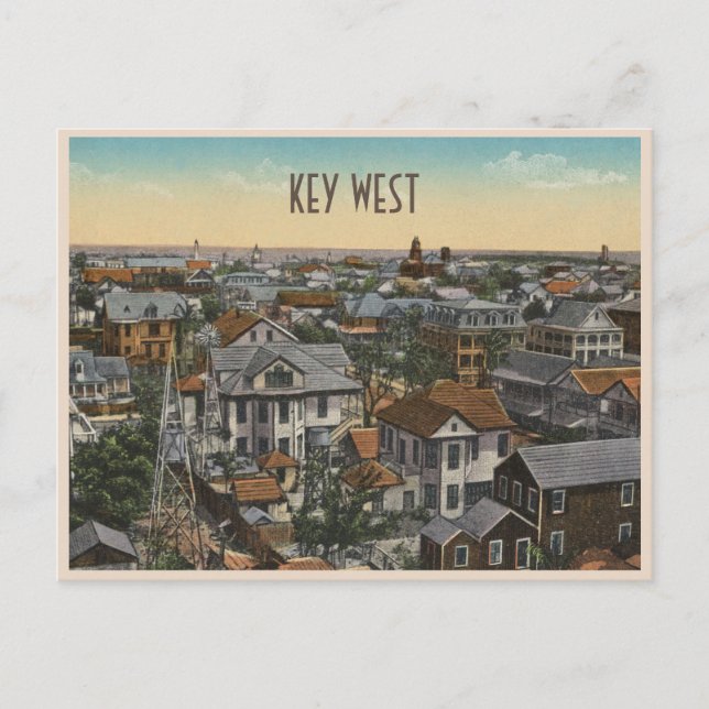 Vintage Key West aerial view of houses Postcard (Front)