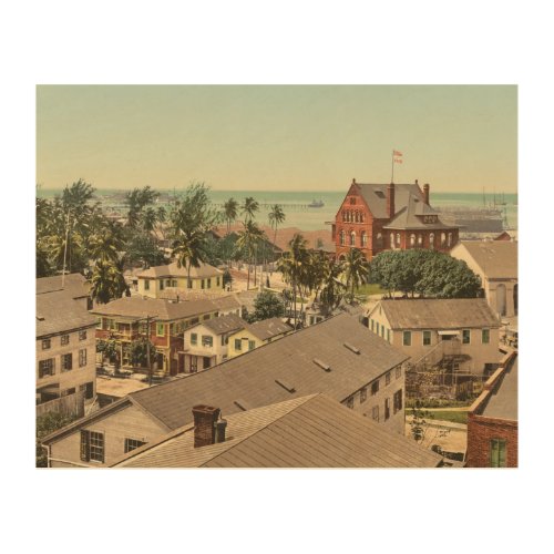 Vintage Key West Florida Historic Scene Wood Wall Art