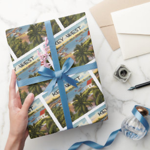 Vintage Key West Florida Scene Wrapping Paper