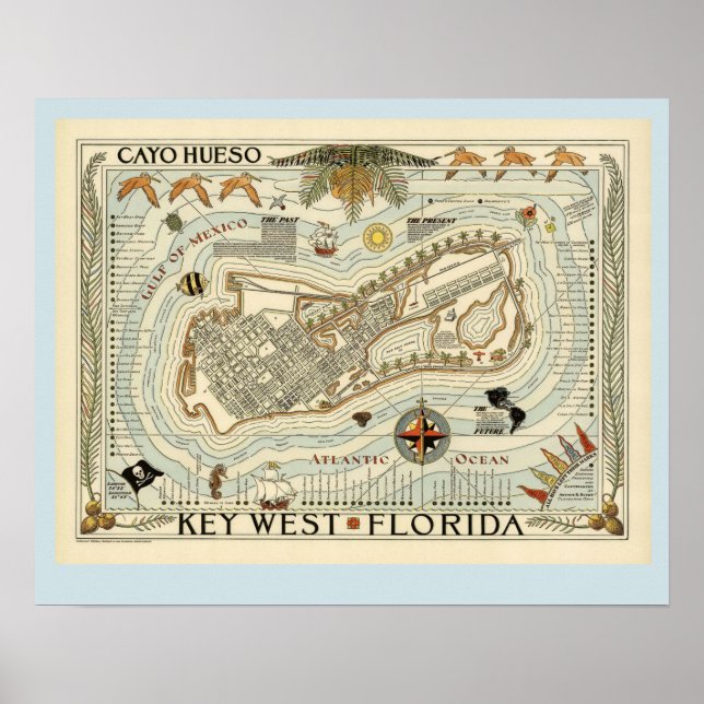 Vintage Key West Map Poster (Front)
