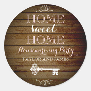 Vintage Key Wood Look Housewarming Sticker