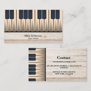 Vintage  Keyboard Piano Teacher Business Card
