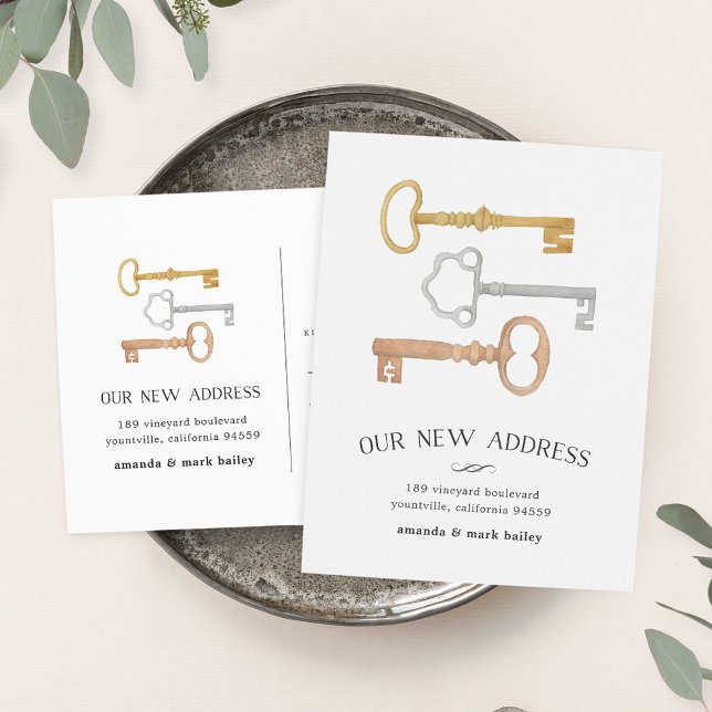 Vintage Keys | Moving Announcement Postcard (Creator Uploaded)