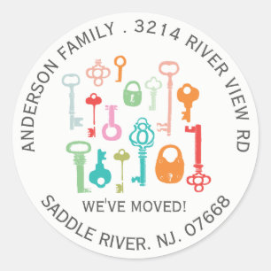 Vintage Keys New Home Address Label Sticker