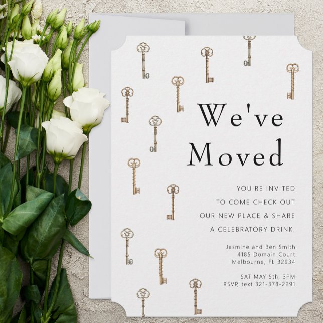 Vintage Keys New Home Announcement & Invitation (New Home Announcement & Housewarming Party )