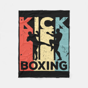 Vintage Kickboxing Tee - Martial Arts Retro Kickbo Fleece Blanket