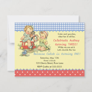 Vintage Kids and Cockhorse Birthday Party Invitation