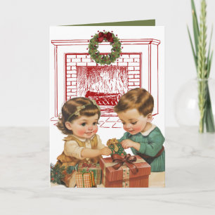 Vintage Kids Christmas Card