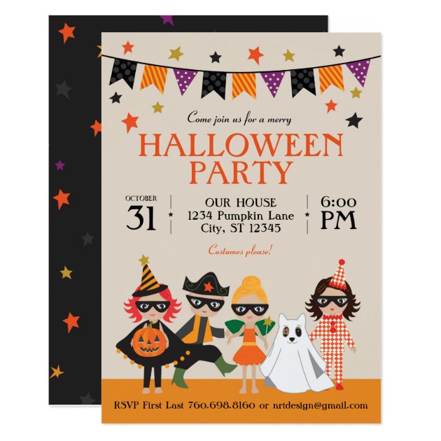 Vintage Kids Halloween Party Invitation