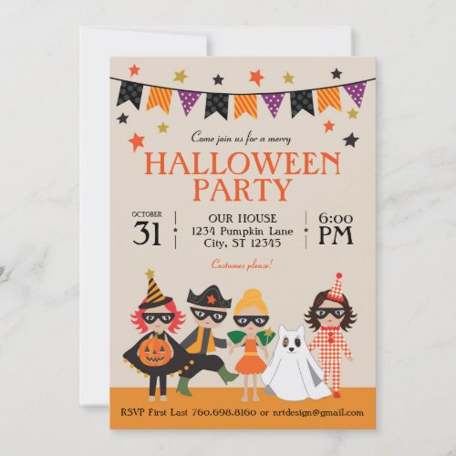 Vintage Kids Halloween Party Invitation