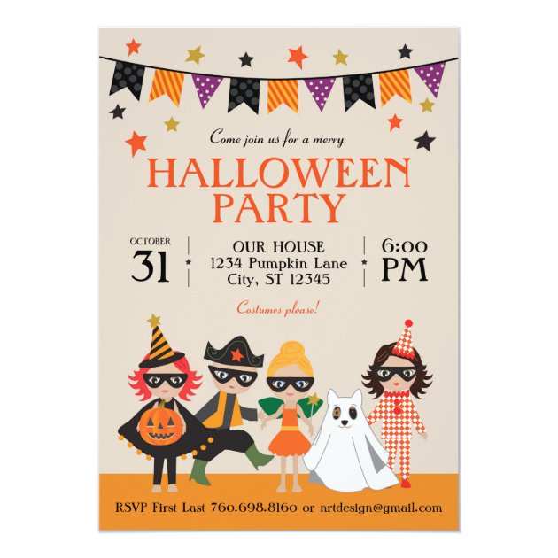 Vintage Kids Halloween Party Invitation