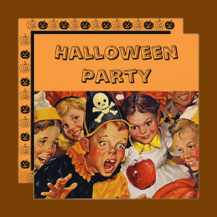 Vintage Kids Halloween Party Retro costume Invitation