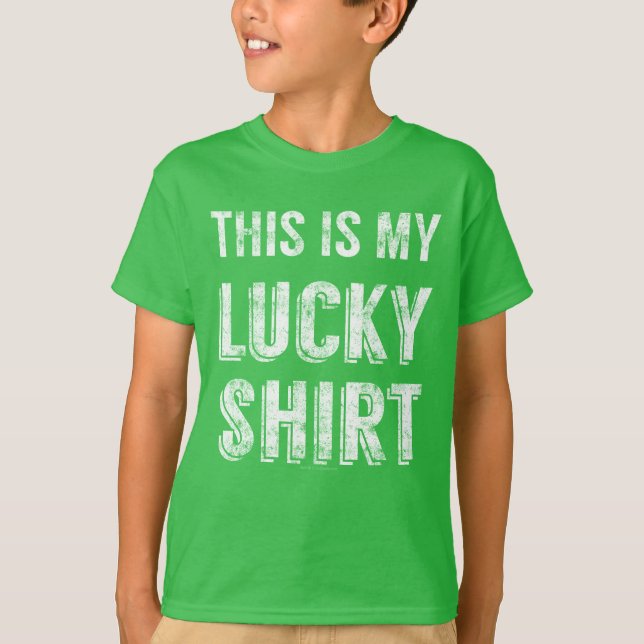 Vintage Kids Lucky St Patricks Day Green Shirt (Front)
