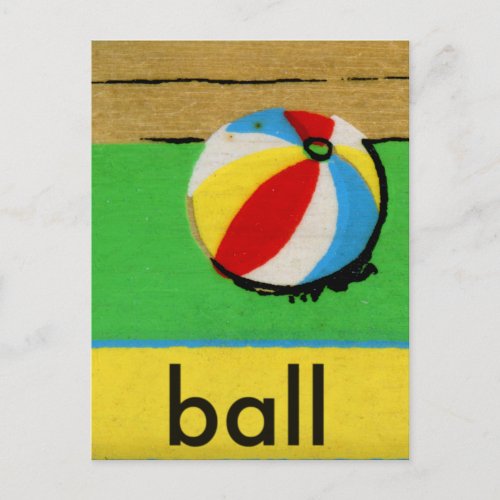 Vintage Kids Spelling Alphabet B is for Ball Postcard