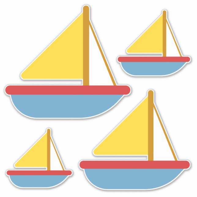 Vintage Kids Toy Sailboats Sticker (Front)