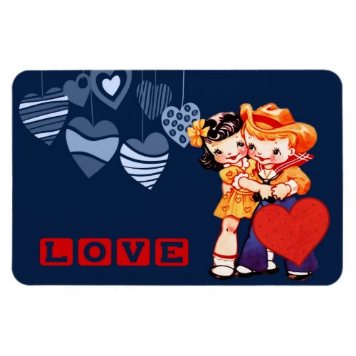 Vintage Kids Valentines Day Gift Magnet